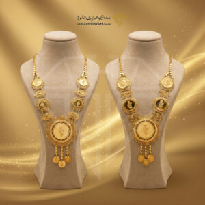 Lange Goldkette mit Rosenmotiv